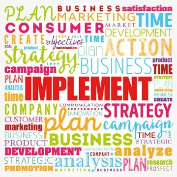 Implement word cloud collage, business concept background イラスト素材