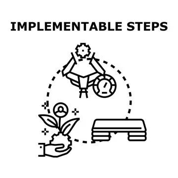 Implementable steps vector concept black illustration Stock-Illustration