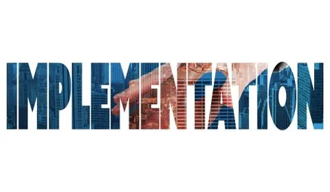 Implementation against city skyline Stock Illustration