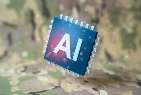 Implementation of AI in the military sphere. Artificial intelligence in the m Stock Photos
