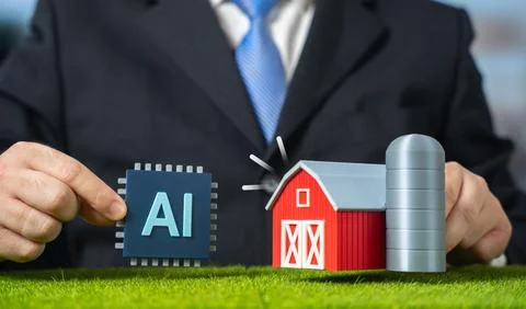 Implementation of AI technologies in farming. Smart agriculture, precision .. Stock Photos