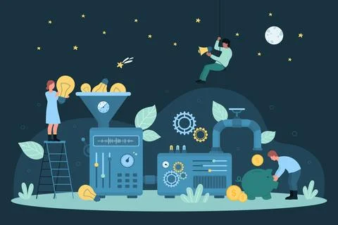 Implementation and monetization of ideas dark concept Illustrazione stock