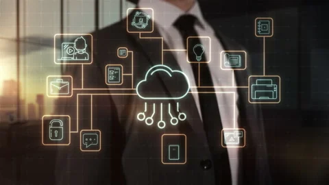 Implementation and use of cloud technologies in business Stock Footage 329654250