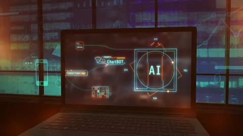 Implementation of artificial intelligence in business processes. 3D render Stock Footage 249945181