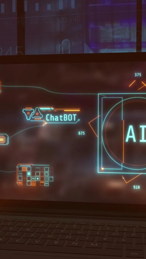 Implementation of artificial intelligence in business processes. 3D render Stock Footage 288430370