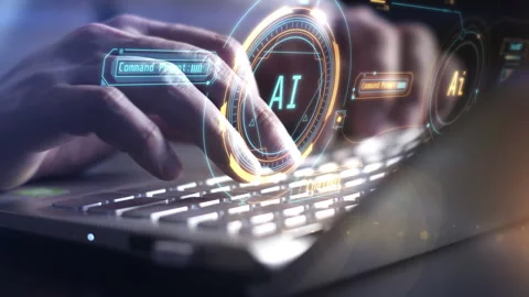 Implementation of artificial intelligence in office work. Stock Footage 249653680