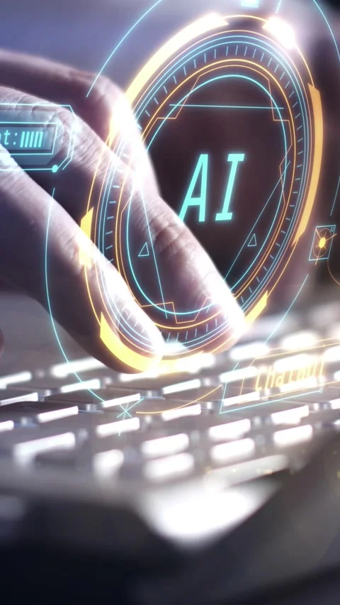 Implementation of artificial intelligence in office work. Stock Footage 282039068