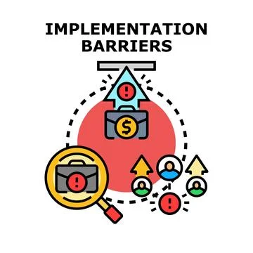 Implementation barriers concept blocking business success Stock Illustration