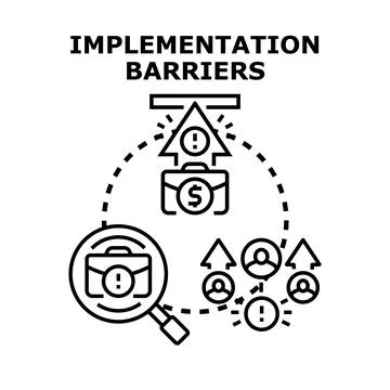 Implementation barriers concept blocking business success 库存插图