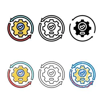 Implementation business process color multipack icon vector Illustrazione stock