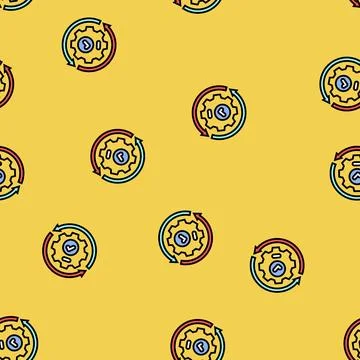Implementation business process vector seamless pattern Illustrazione stock
