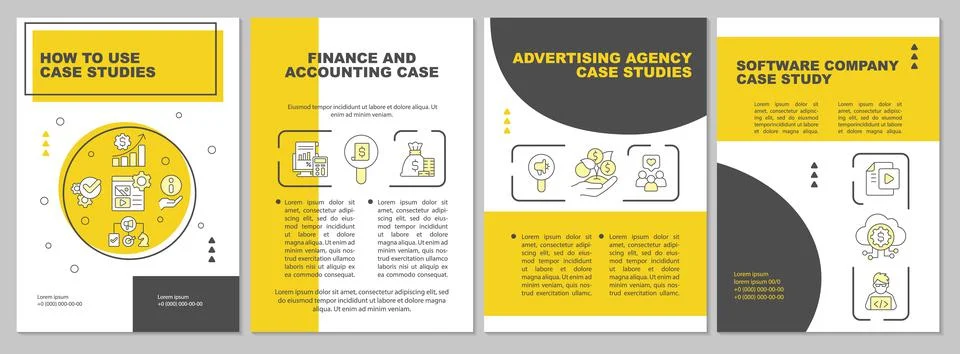 Implementation of case study yellow brochure template Stock Illustration