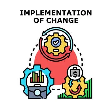 Implementation of change business strategy analyzing process Stock Illustration