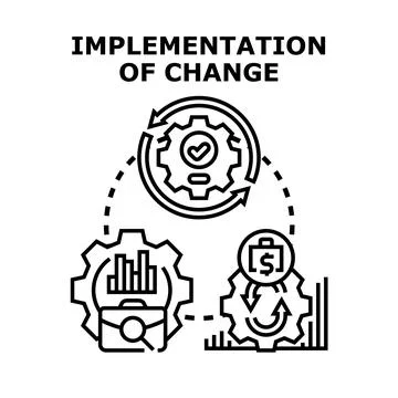 Implementation of change business strategy analyzing process Stock Illustration