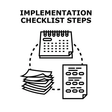Implementation checklist steps planning and management Stock Illustration