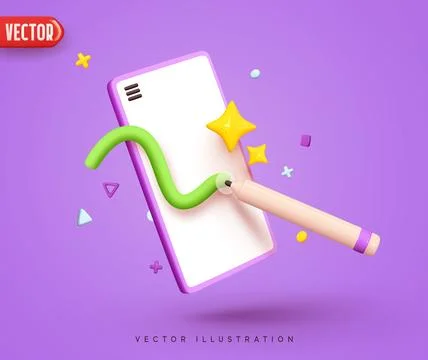 Implementation of creative business ideas in modern gadgets. Note book online Stock Illustration