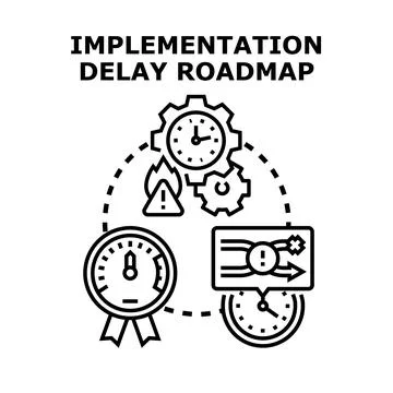 Implementation delay roadmap planning and managing project risks Stock Illustration
