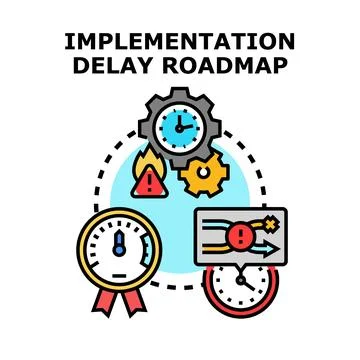 Implementation delay roadmap planning and managing project risks Stock Illustration