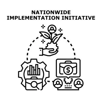 Implementation developing global business strategy and initiative concept Stock Illustration