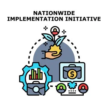 Implementation developing global business strategy and initiative concept 库存插图