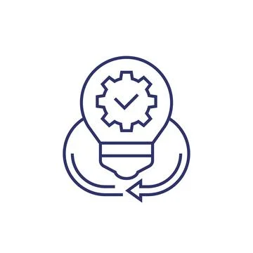 Implementation, execute idea line icon on white Stock Illustration