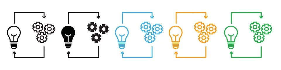 Implementation icon line art vector Stock Illustration