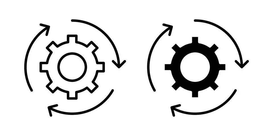 Implementation icon linear versions pack on white background 库存插图