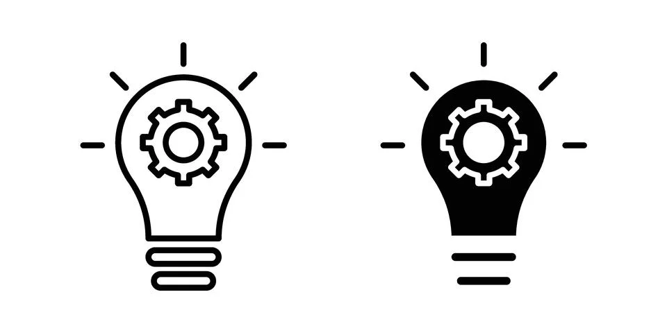 Implementation icon linear versions pack on white background Stock Illustration