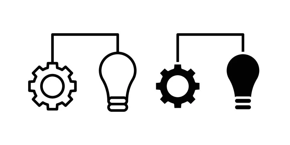 Implementation icon set modern line and solid style collection. Stock Illustration