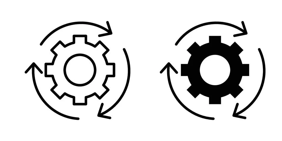 Implementation icon vector concepts, line and silhouette style Illustrazione stock