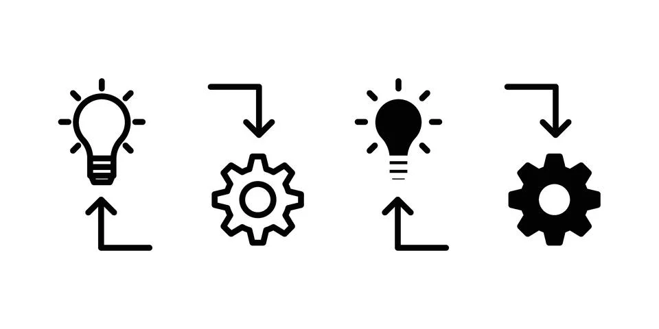 Implementation icon vectors. Illustrations in black Stock Illustration