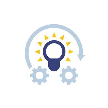 Implementation, idea execution icon on white Stock Illustration