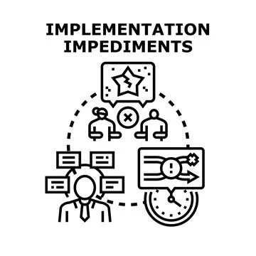 Implementation impediments blocking business process success Stock Illustration