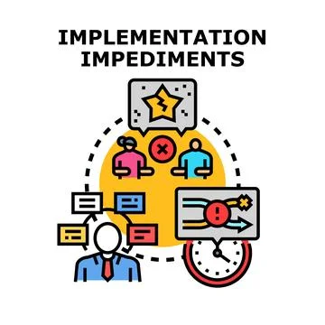 Implementation impediments blocking business process success Stock Illustration
