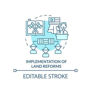 Implementation of land reforms turquoise concept icon 库存插图