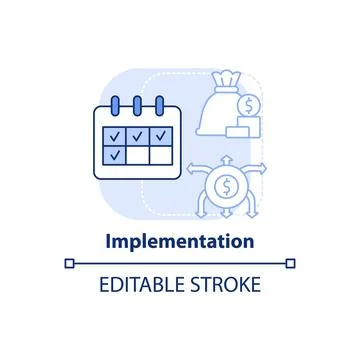 Implementation light blue concept icon Illustrazione stock