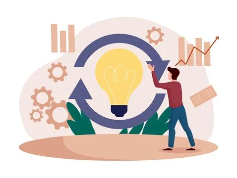 Implementation or integration of innovative ideas concept イラスト素材