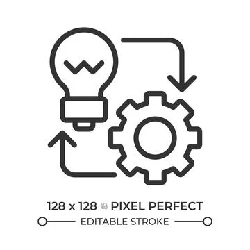 Implementation pixel perfect line icon Stock Illustration