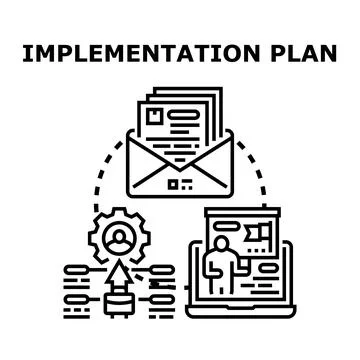 Implementation plan creating strategy with business workflow 스톡 일러스트