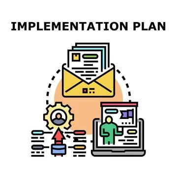 Implementation plan creating strategy with business workflow Illustrazione stock