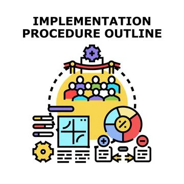 Implementation procedure outline vector concept illustration Illustrazione stock