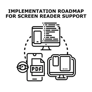 Implementation roadmap for screen reader support concept Illustrazione stock
