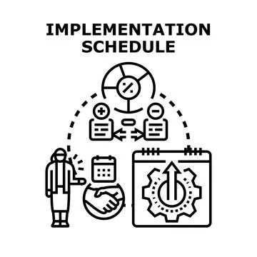 Implementation schedule business planning project development process Stock Illustration