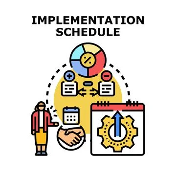 Implementation schedule business planning project development process Stock Illustration