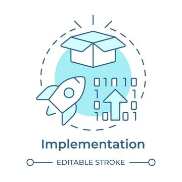 Implementation soft blue concept icon Stock Illustration