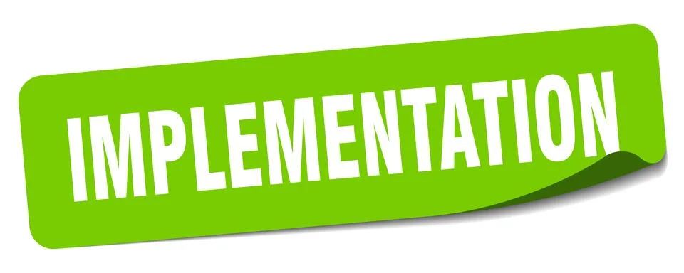 Implementation sticker. implementation label 스톡 일러스트