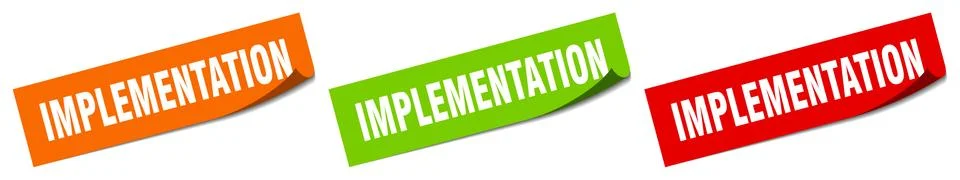 Implementation sticker. implementation square isolated sign. implementation l Stock Illustration