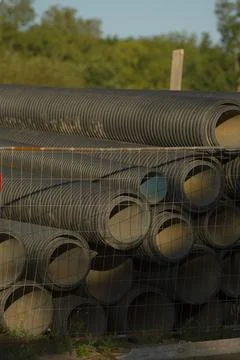 Implementation of structured drainage networks with terrain planning and pipes Stock Photos