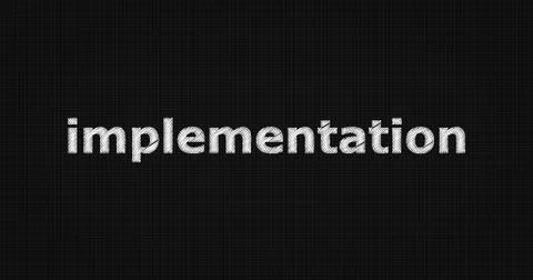 IMPLEMENTATION text on board Stock Illustration