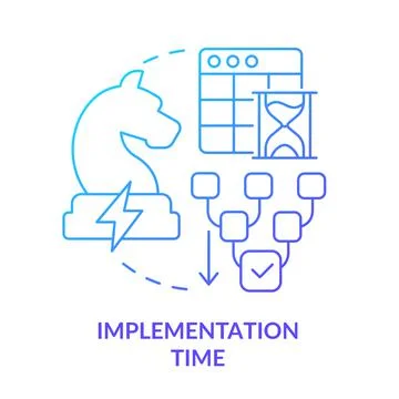 Implementation time blue gradient concept icon 库存插图